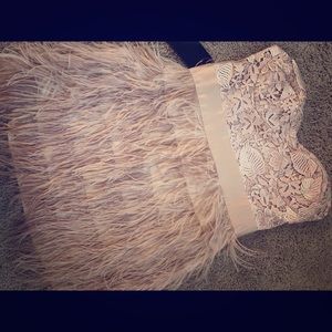 NWT Bebe size large Lace Feather Dress